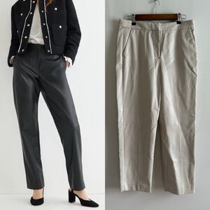 J. Crew Kate straight-leg pant in cream faux leather (Size 10)